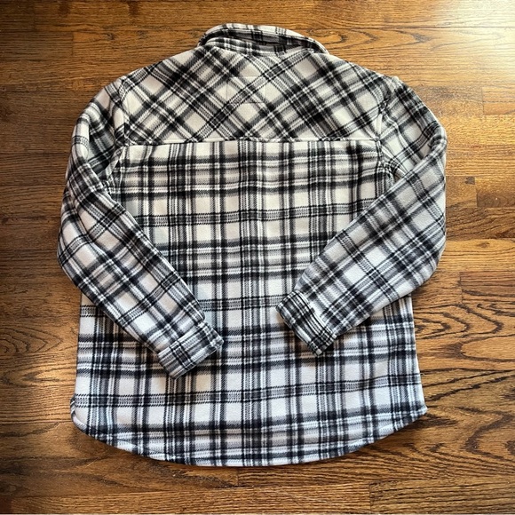 Sage Collective Fleece Button Jacket Womens Large Black Plaid Shacket Sherpa - Picture 6 of 6